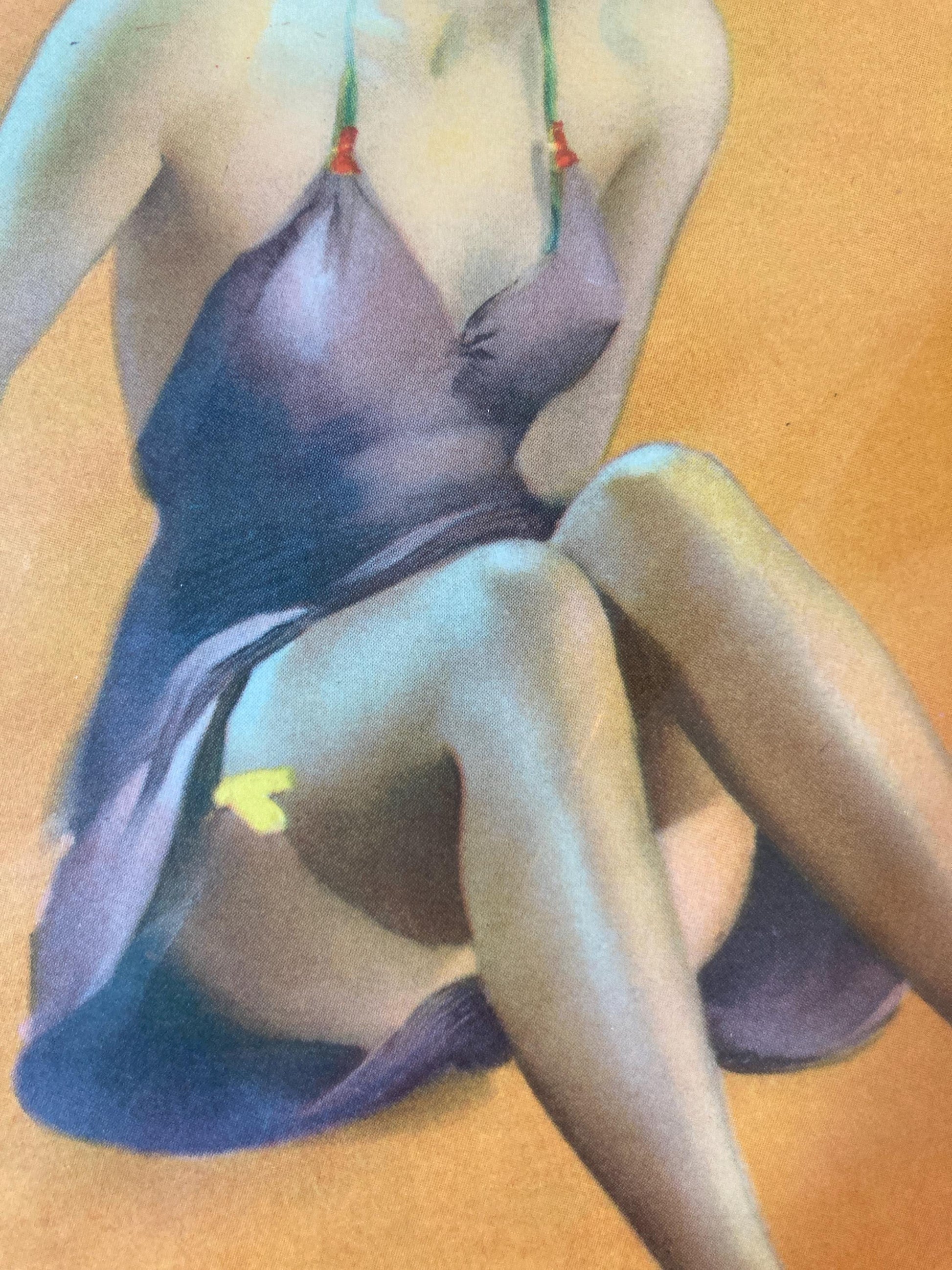 1940’s Pin up art by Gil Elvgren “Forced Landing,” Vintage Wall Art Glamour Print Retro Girl Mid Century